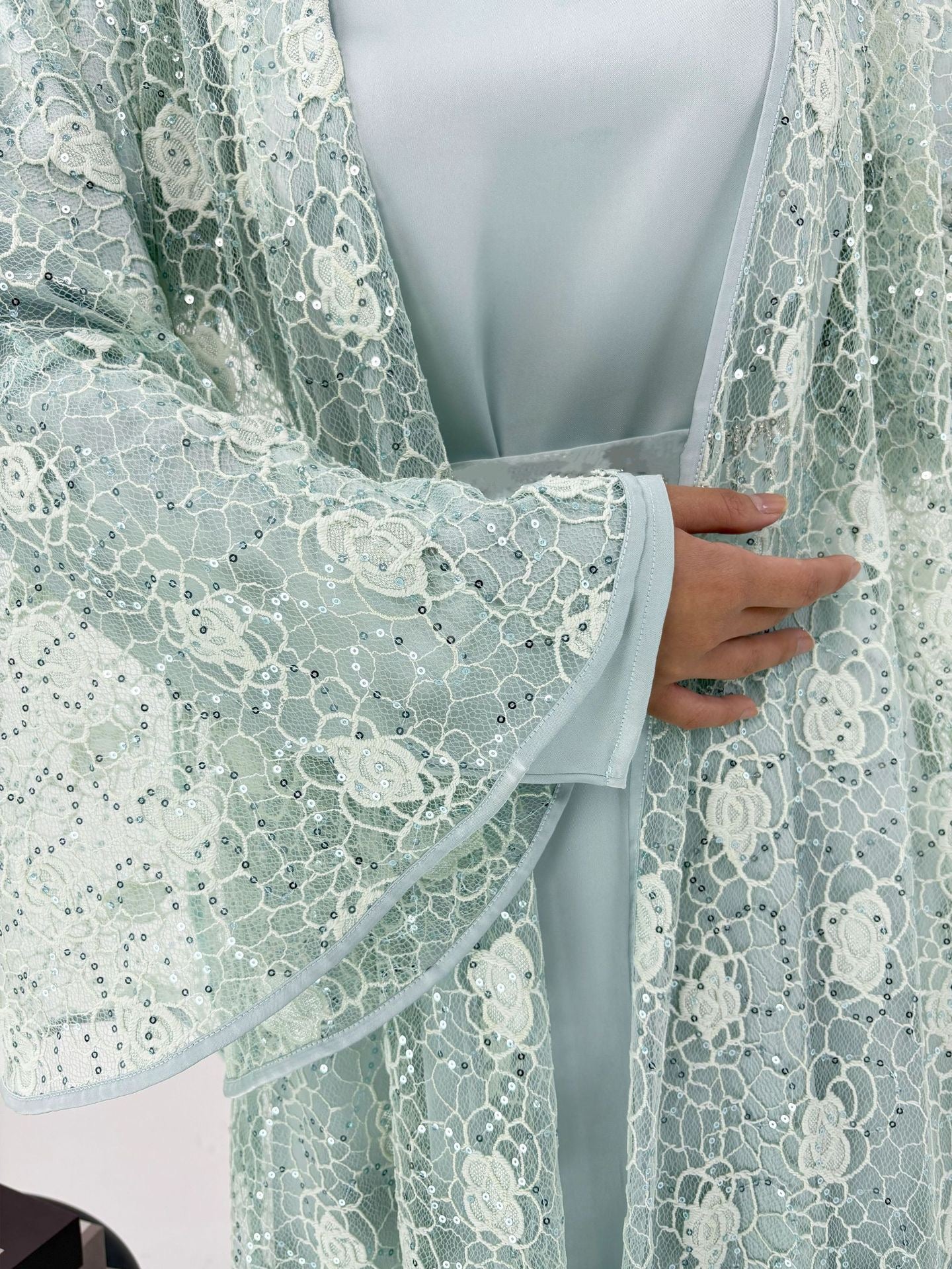 Lunaria Lace Abaya Set - Eid & Ramadan Modest Long Dress (LX03)