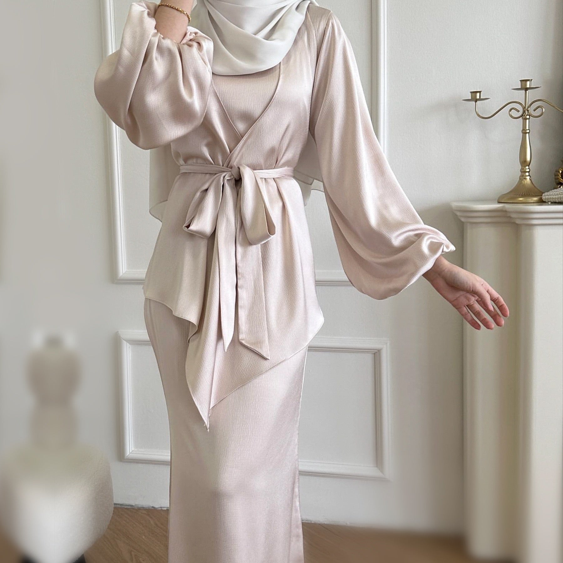 Serenity Drape Abaya Set - Daily and Ramadan Modest Long Dress (D7)