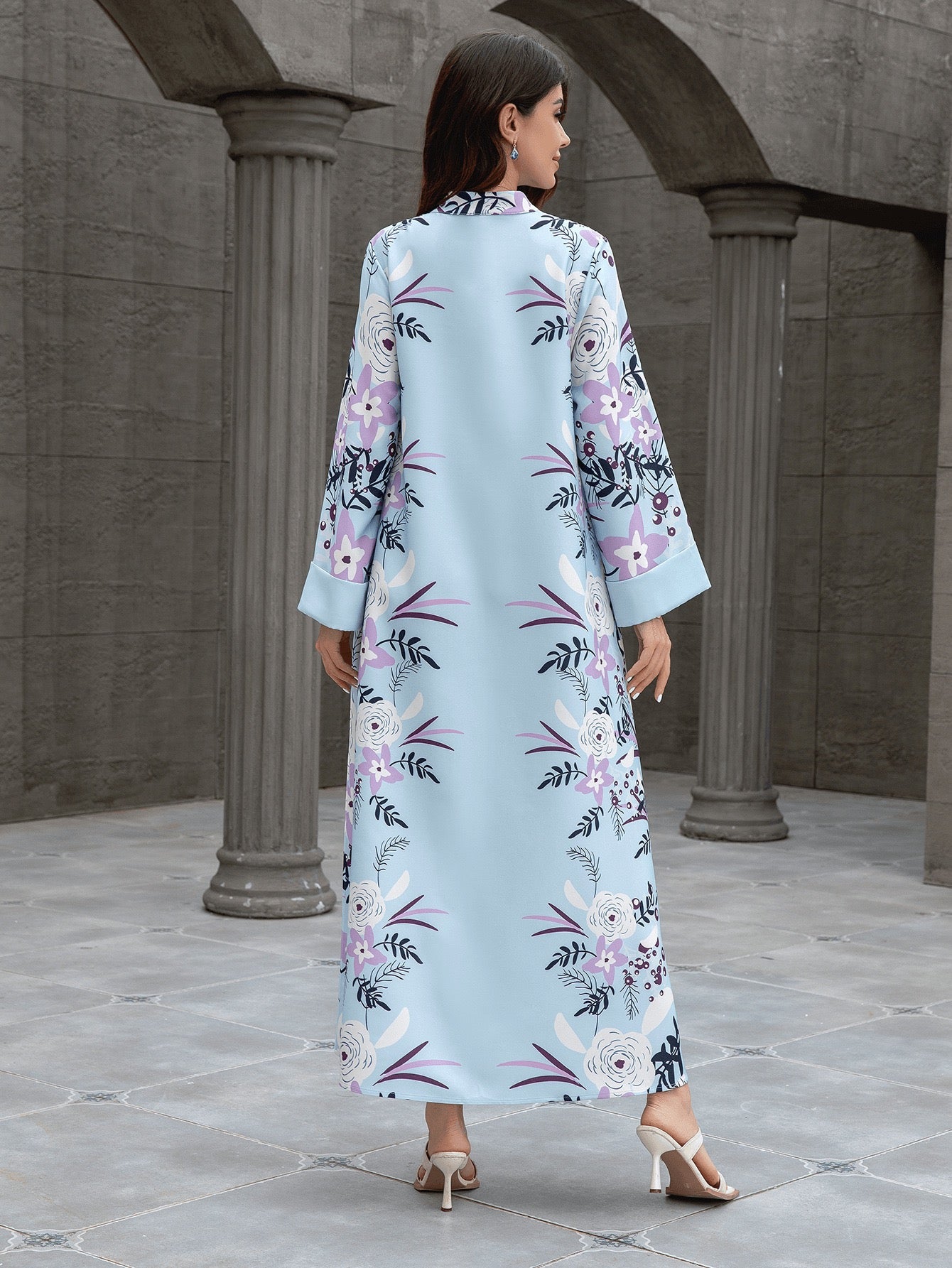 Majestic Paisley Print Abaya – Elegant Modest Dress for Eid & Ramadan (K3)