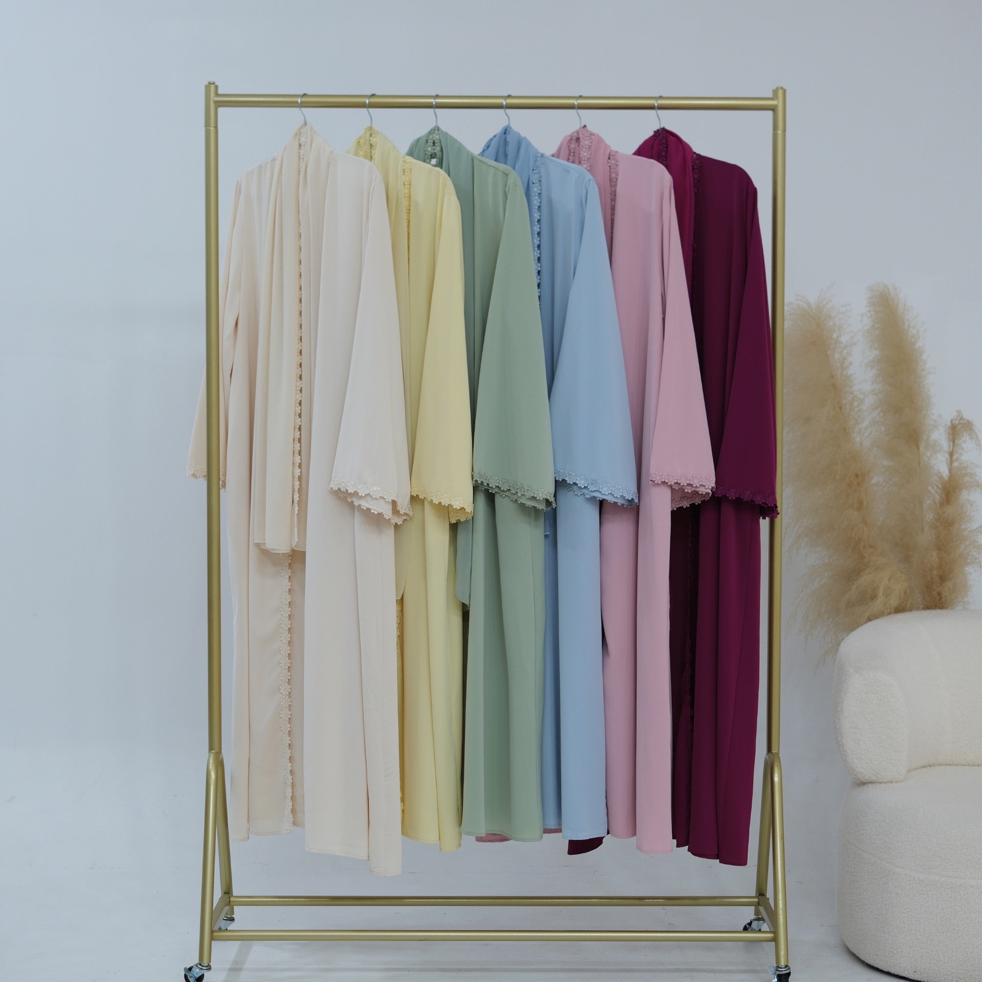Daisy Lace Open Abaya Set | Hijab Included