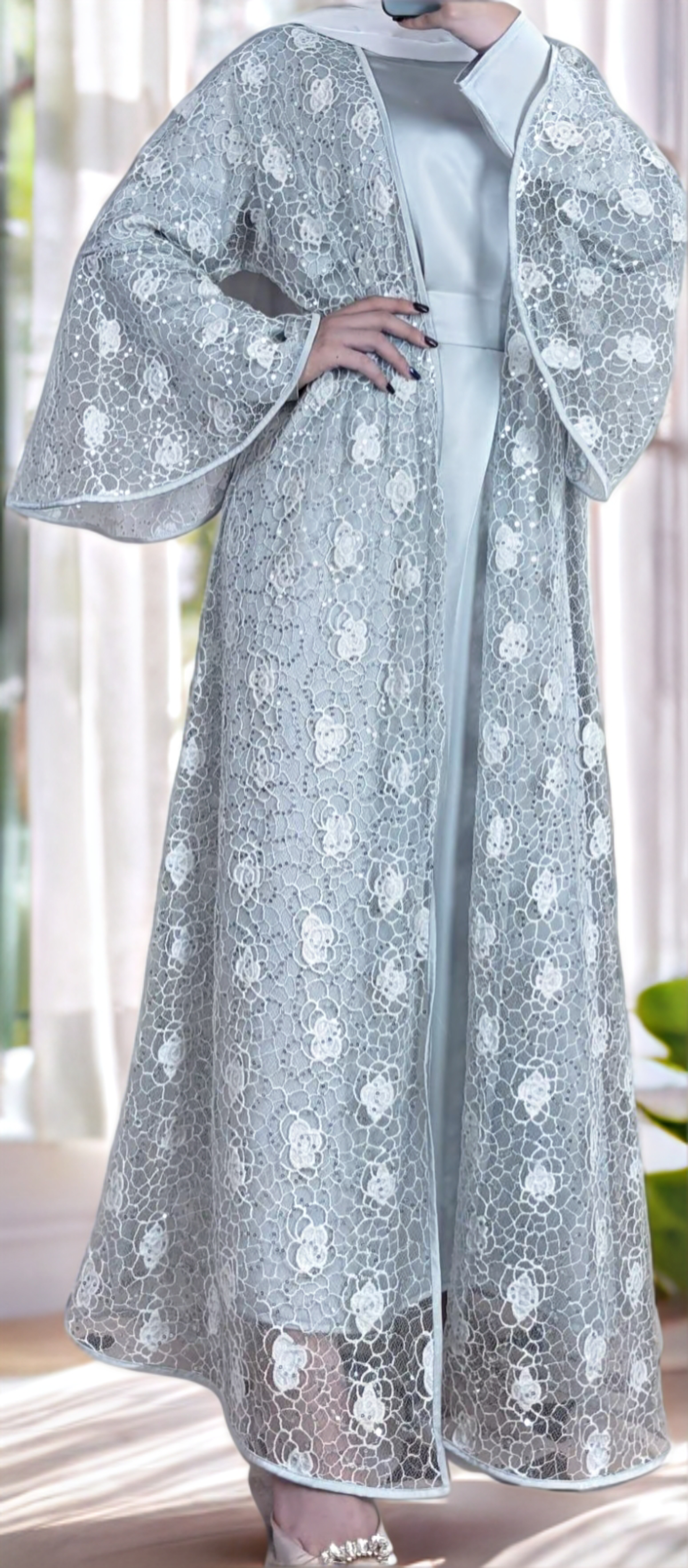 Lunaria Lace Abaya Set - Eid & Ramadan Modest Long Dress (LX03)