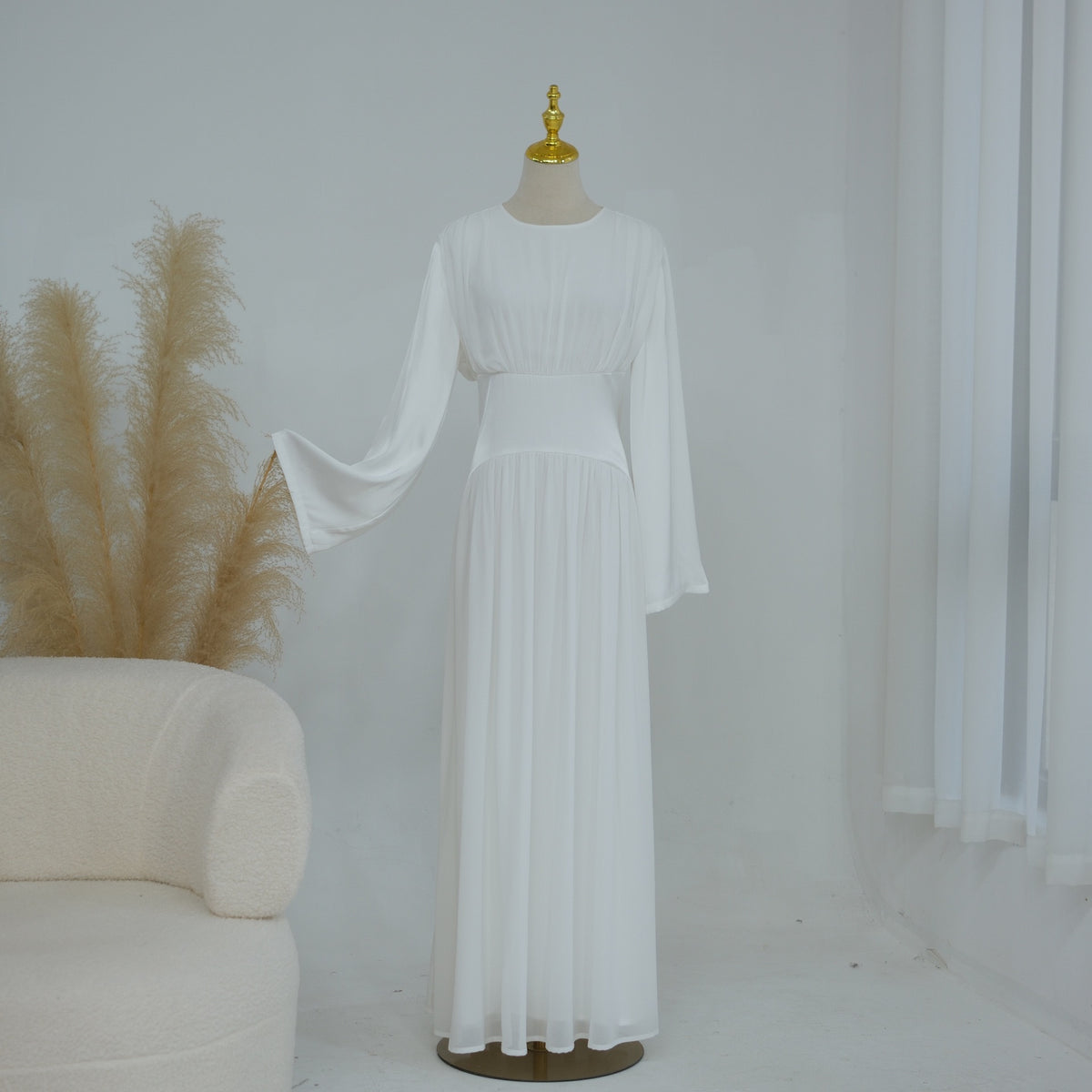 Marina Cinched-Waist Double-Layer Maxi Dress