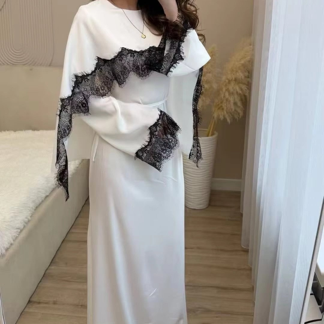 Elowen Lace-Trim Cape Sleeve Maxi Dress
