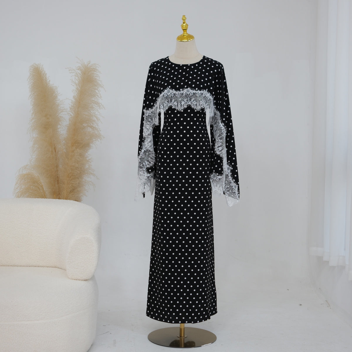 Elowen Lace-Trim Cape Sleeve Maxi Dress