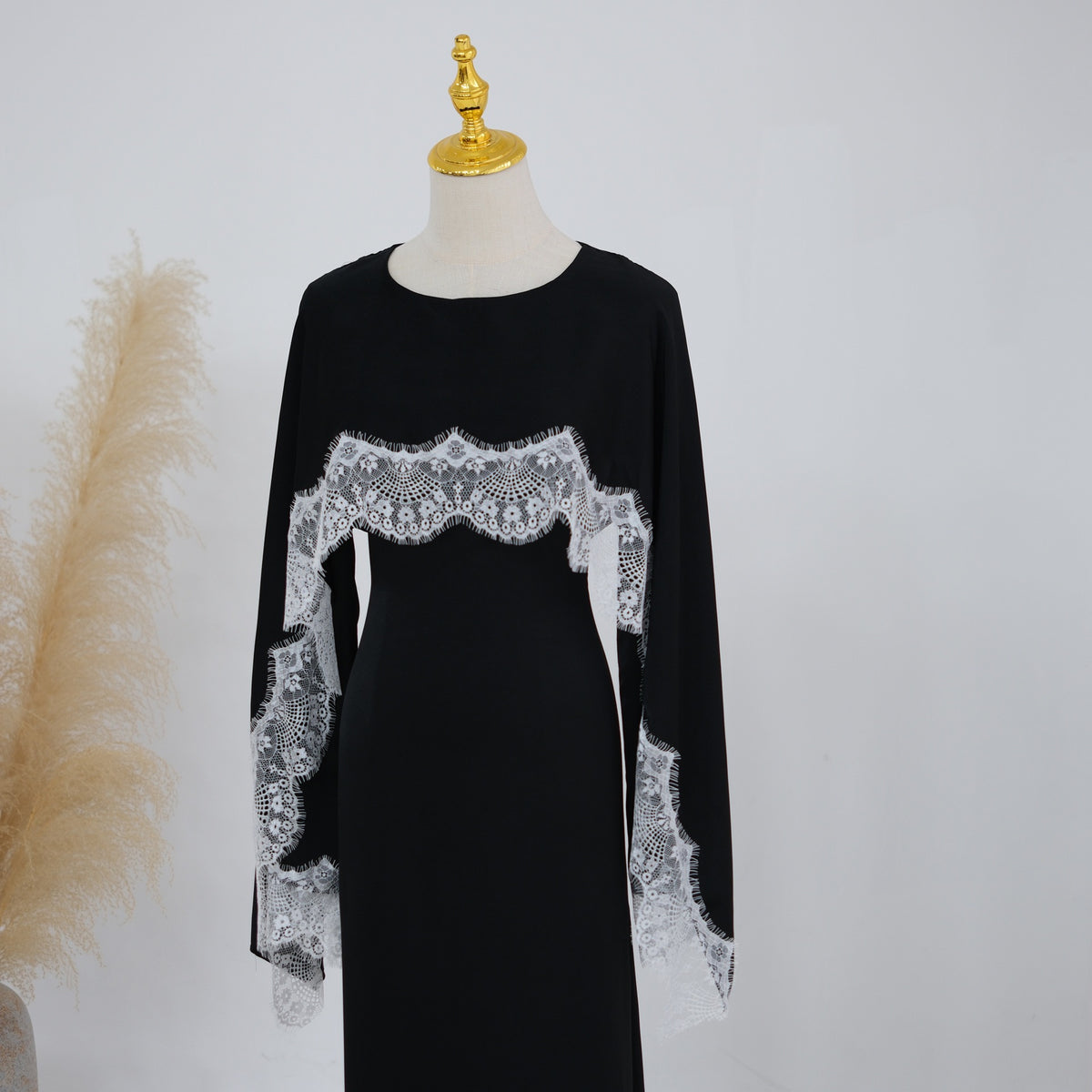 Elowen Lace-Trim Cape Sleeve Maxi Dress