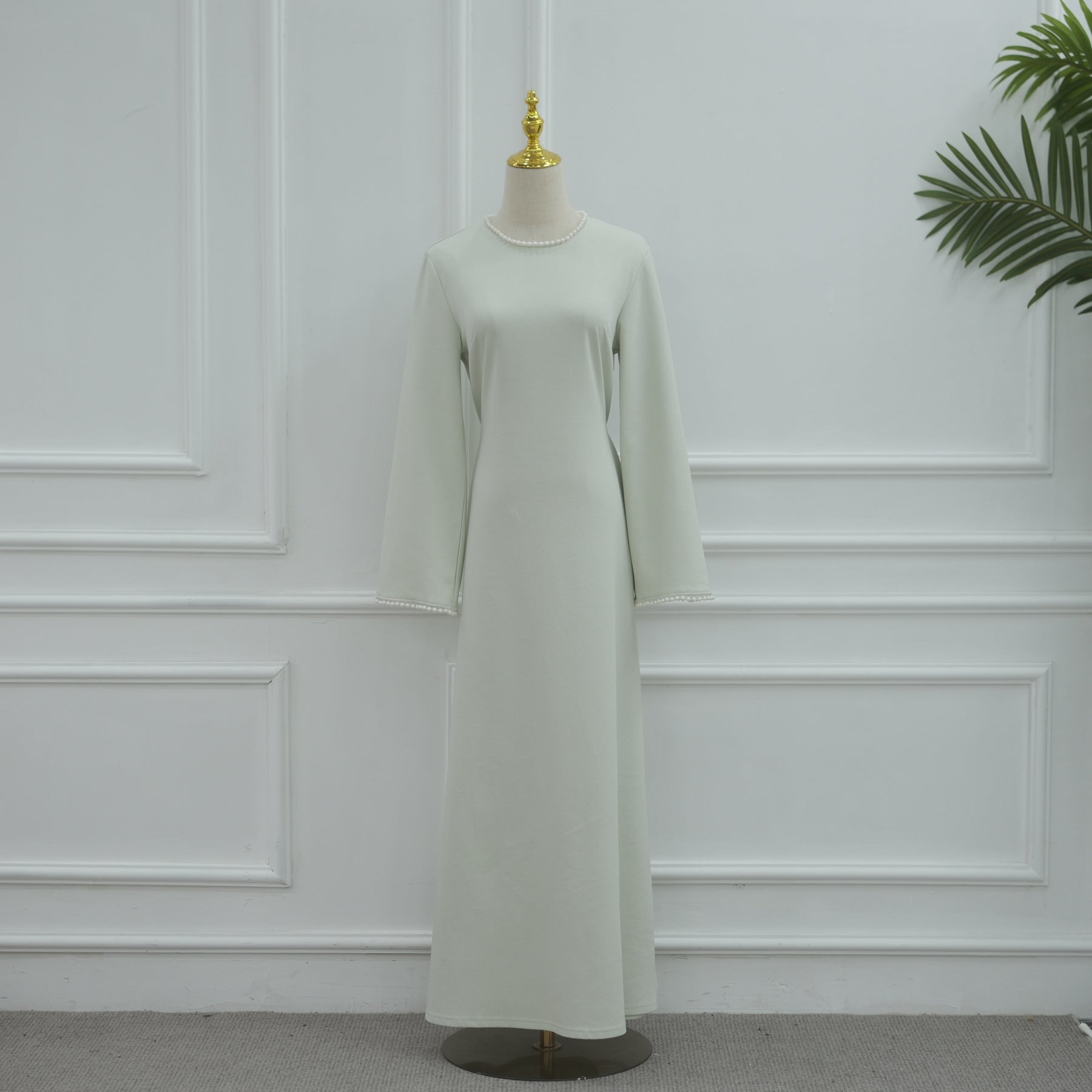 Pearl Trim Cape Abaya-Eid & Ramadan Modest Long Dress (LX089)