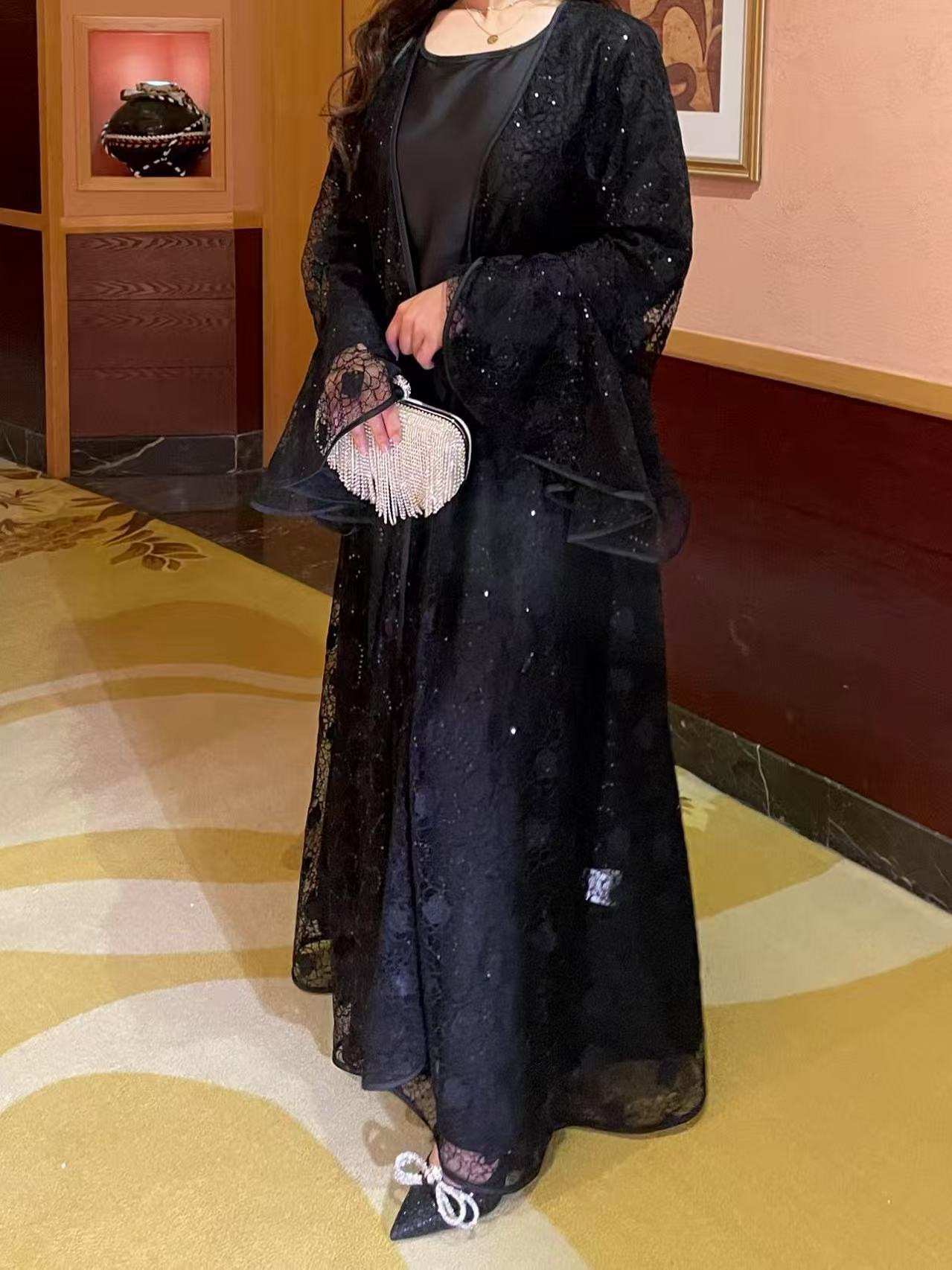 Lunaria Lace Abaya Set - Eid & Ramadan Modest Long Dress (LX03)