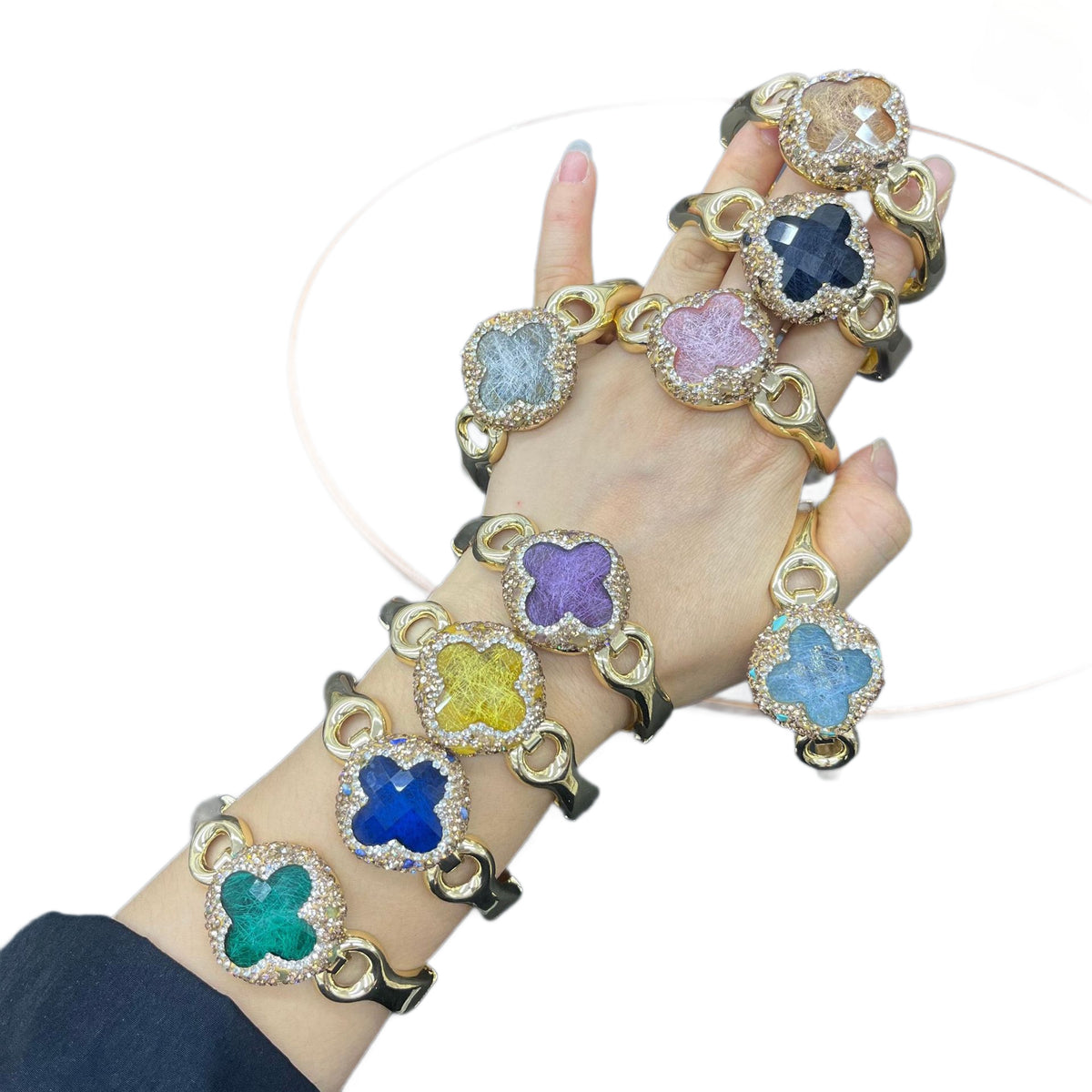 Clover opal-look bracelet and ring set