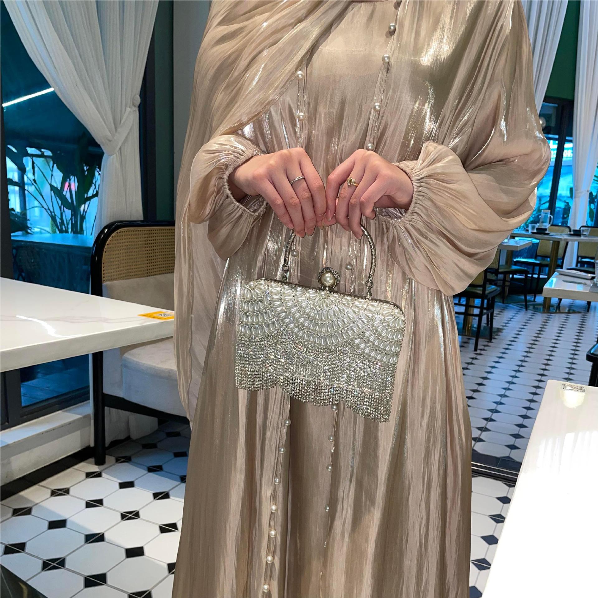 LX10 Eid abaya/ramadan abaya/ Eid dresses Lantern Sleeve Lux Radiance Four-Piece Satin Abaya