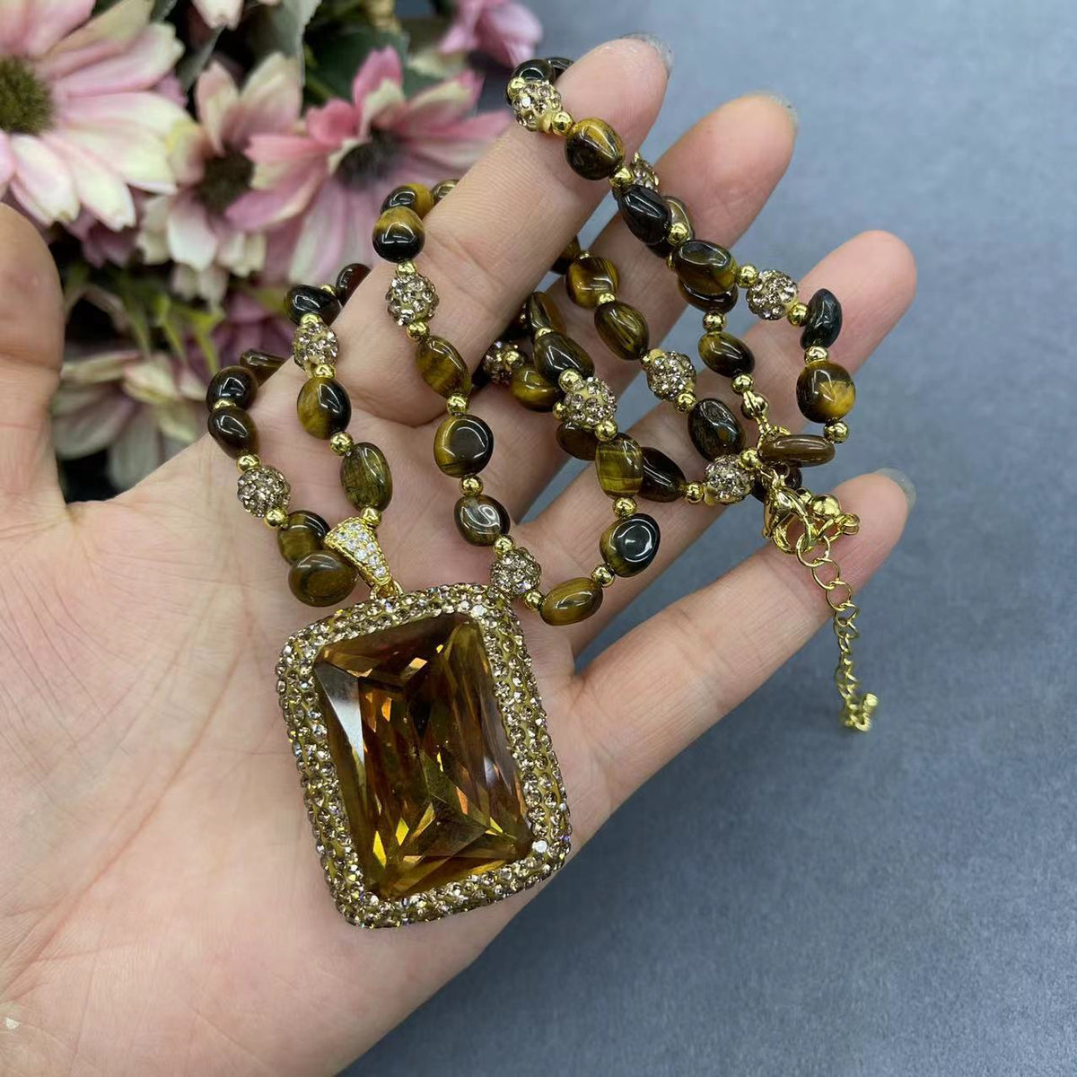 Amber stone 3-piece jewelry set