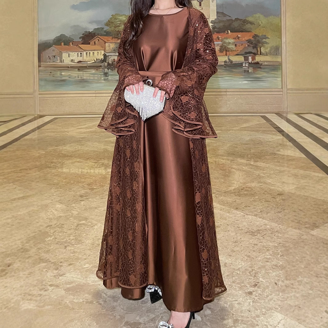 Lunaria Lace Abaya Set - Eid & Ramadan Modest Long Dress (LX03)