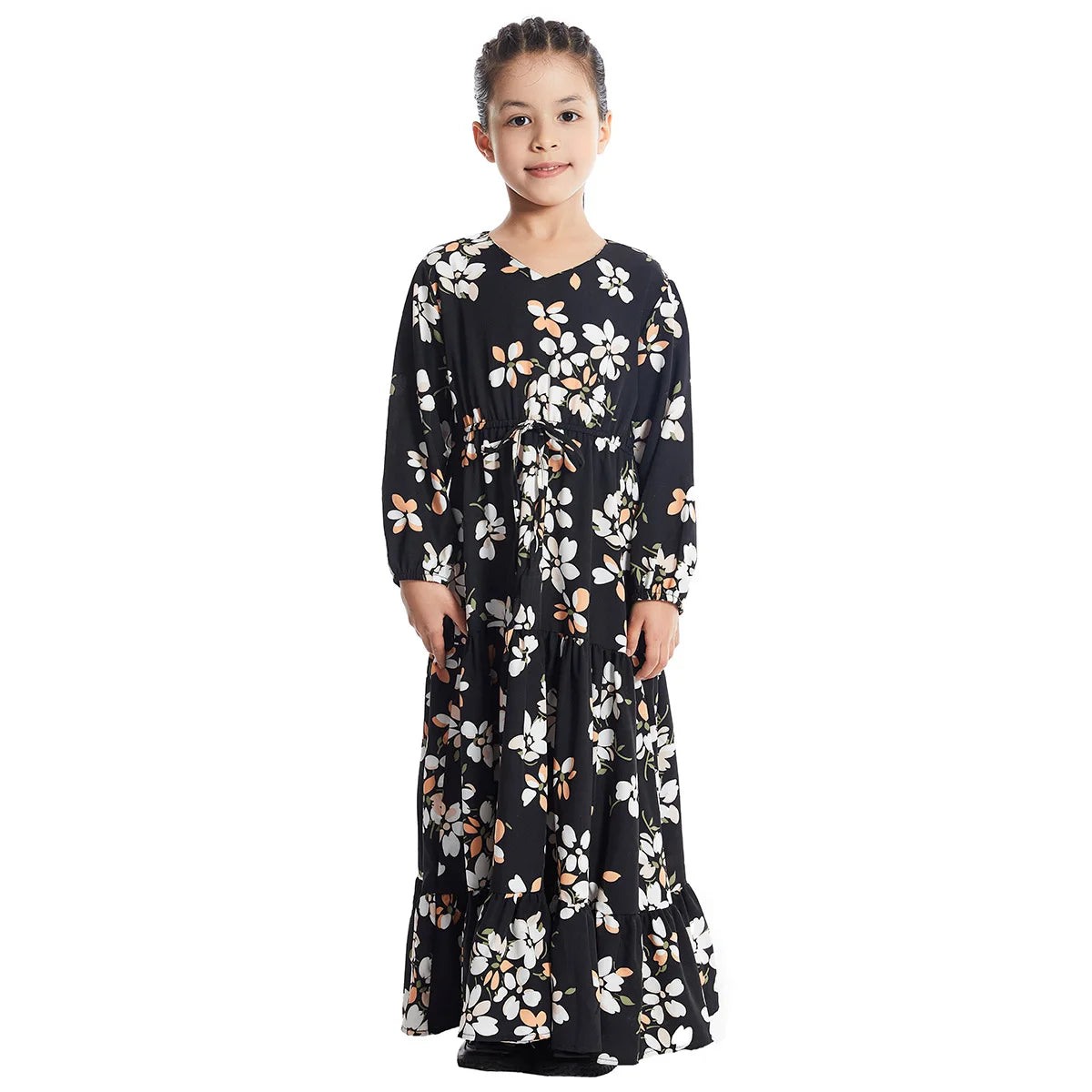 CH06 Kids Long Sleeve Floral Print Dresses