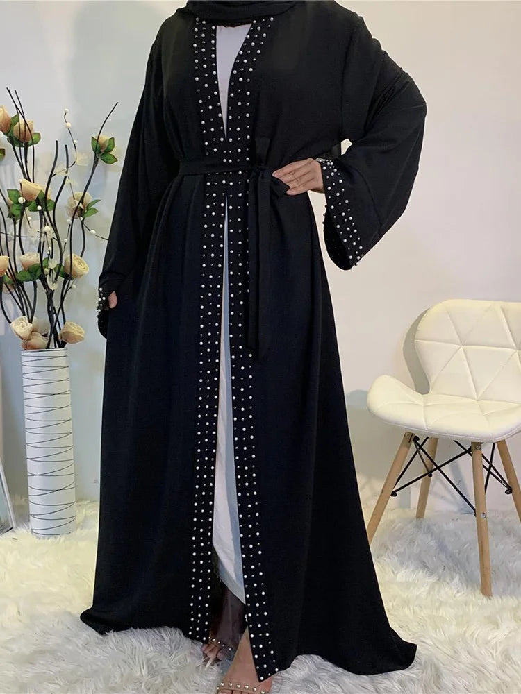 EG11 Eid abaya/ramadan abaya/ Eid dresses Pearl-Embellished Luxe Abaya