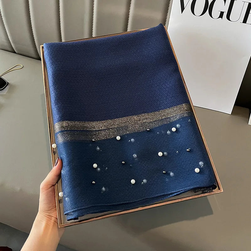 Luxury Elegant Pearl Trim Scarf Collection