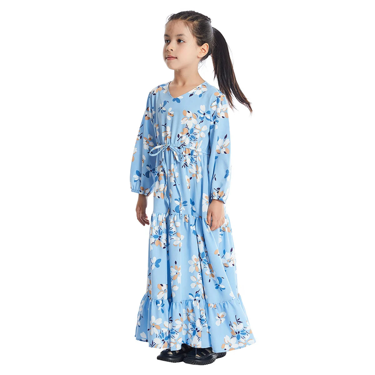 CH06 Kids Long Sleeve Floral Print Dresses