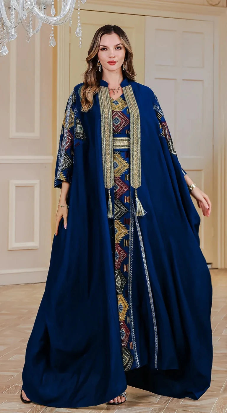 LX14 Eid abaya/ramadan abaya/ Eid dresses/ Ornate Two-Piece Abaya Ensemble