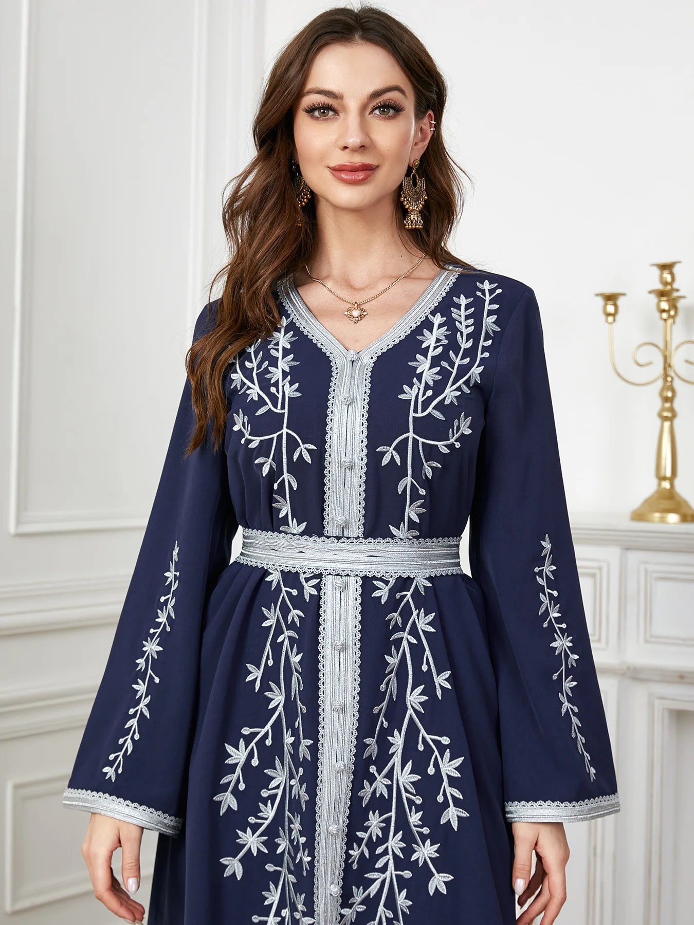 ABY16 Royal Embroidered Belted Abaya