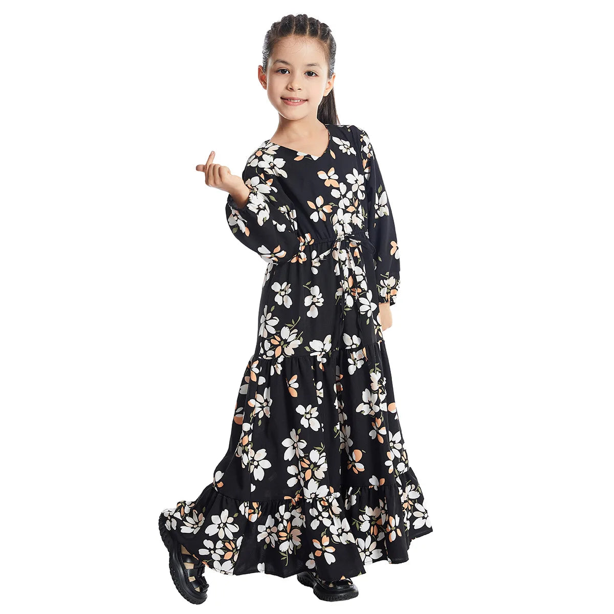 CH06 Kids Long Sleeve Floral Print Dresses