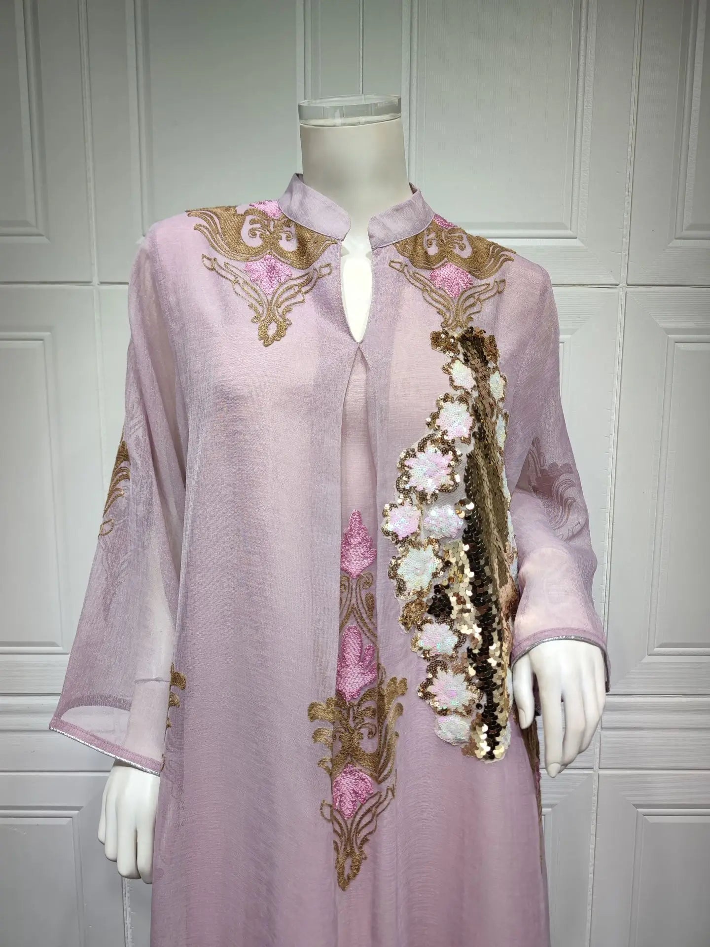 ABY036 Majestic Sequin Elegance A-Line Abaya