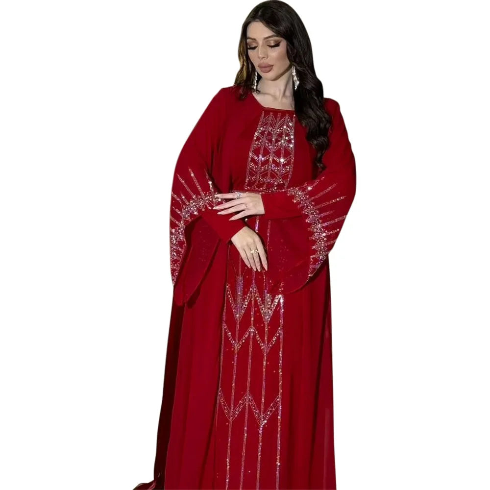 ABY003 Vibrant Embroidered Abaya Collection /Dubai Kaftan Abaya Robe Marocaine