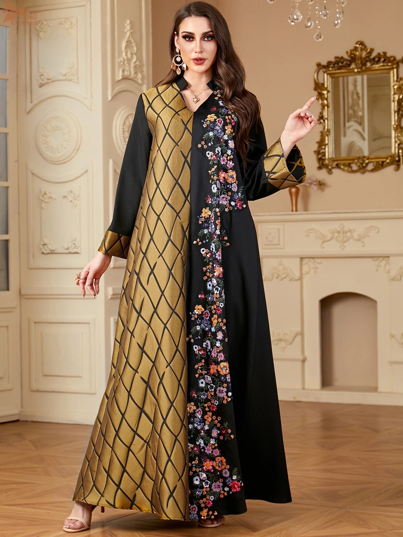 LX15 Eid abaya/ramadan abaya/ Eid dresses/ Dual Pattern Moroccan Kaftan