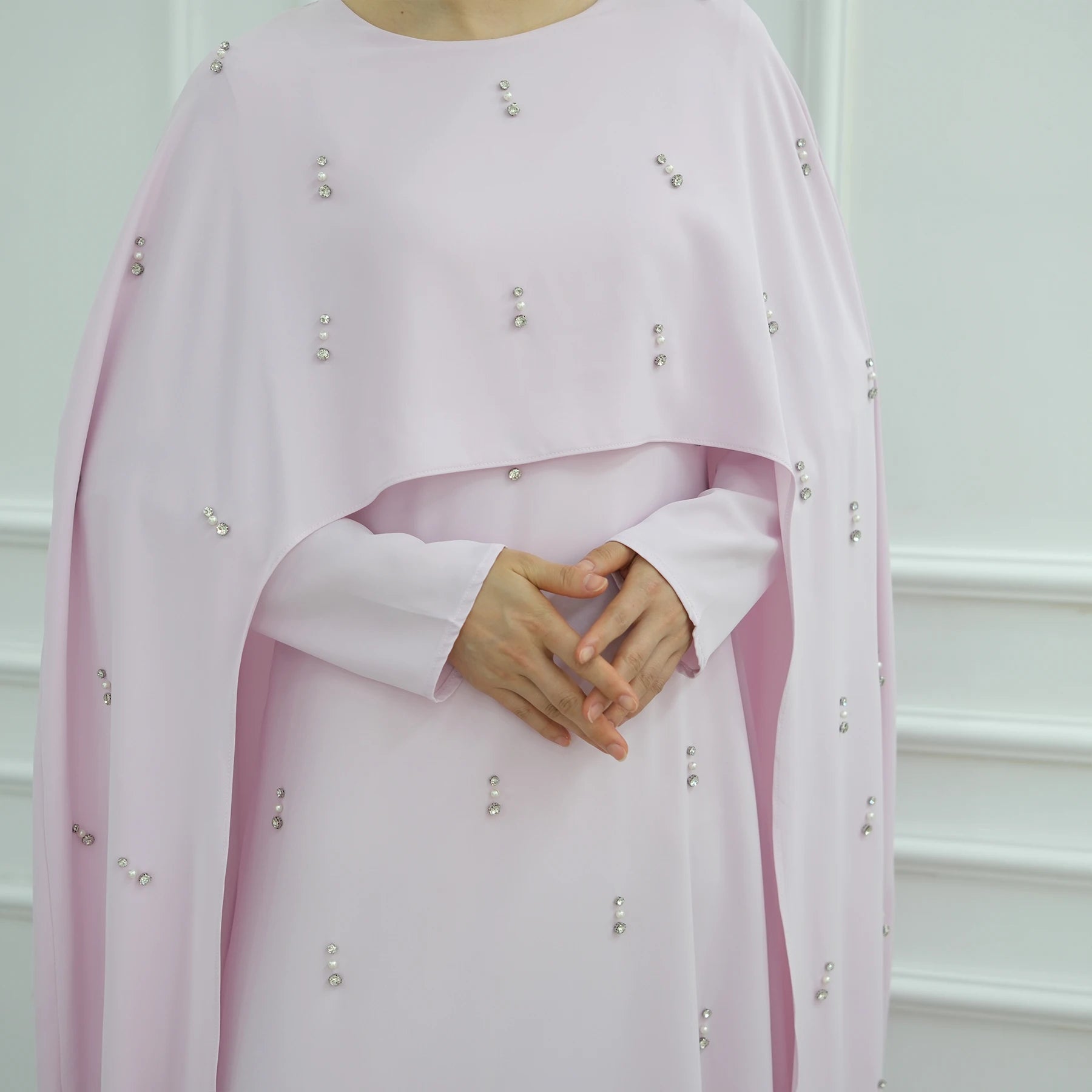 Noor Crystal Cape Abaya-Eid & Ramadan Modest Long Dress (LX30)