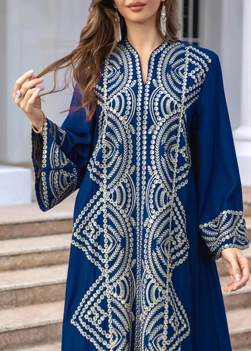 LX23 Royal Blue Moroccan Kaftan with Intricate Embroidery/ Eid abaya/ramadan abaya/ Eid dresses