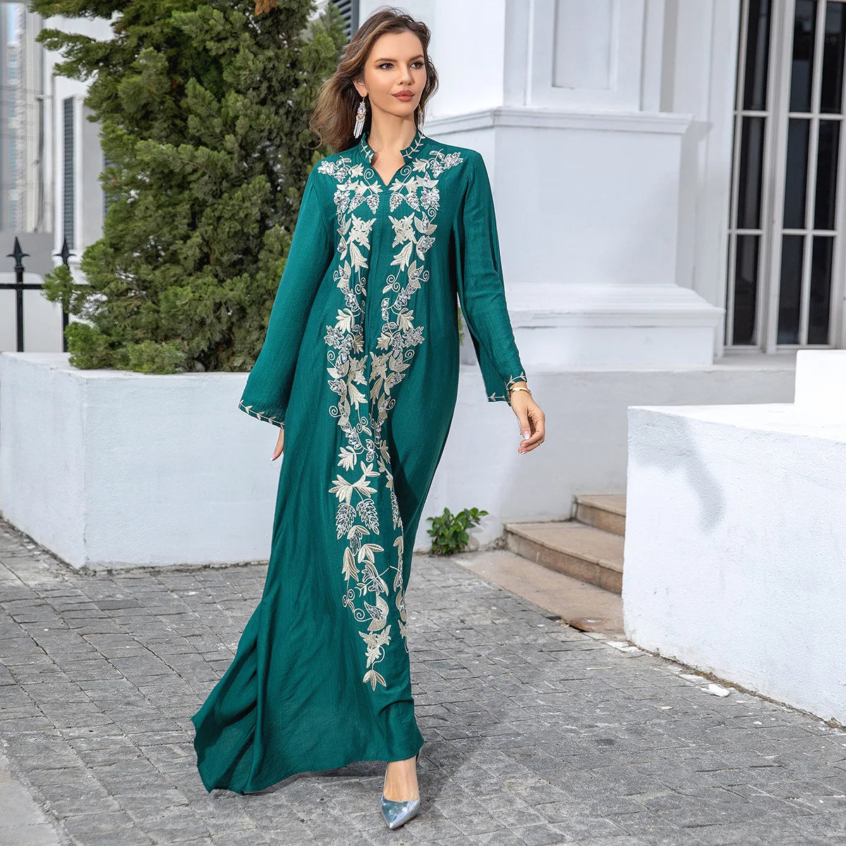 LX25 Eid abaya/ramadan abaya/ Eid dresses Royal Embroidered Long Abaya