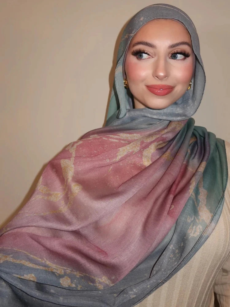 Watercolor Floral Modal Hijab/ Breathable /Soft