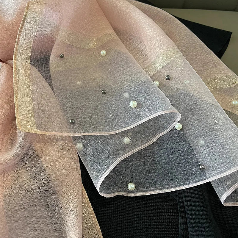 Luxury Elegant Pearl Trim Scarf Collection