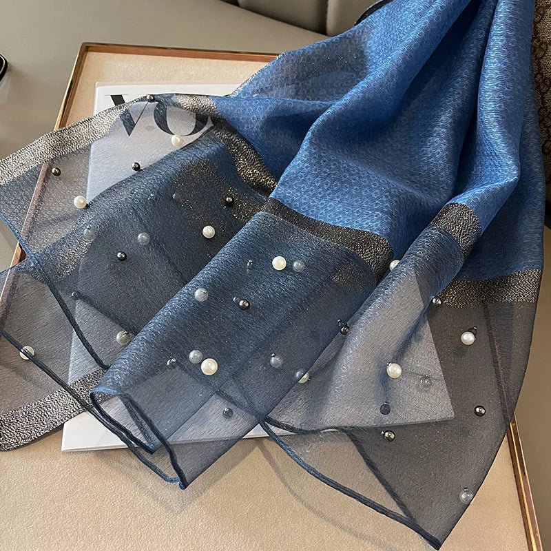 Luxury Elegant Pearl Trim Scarf Collection