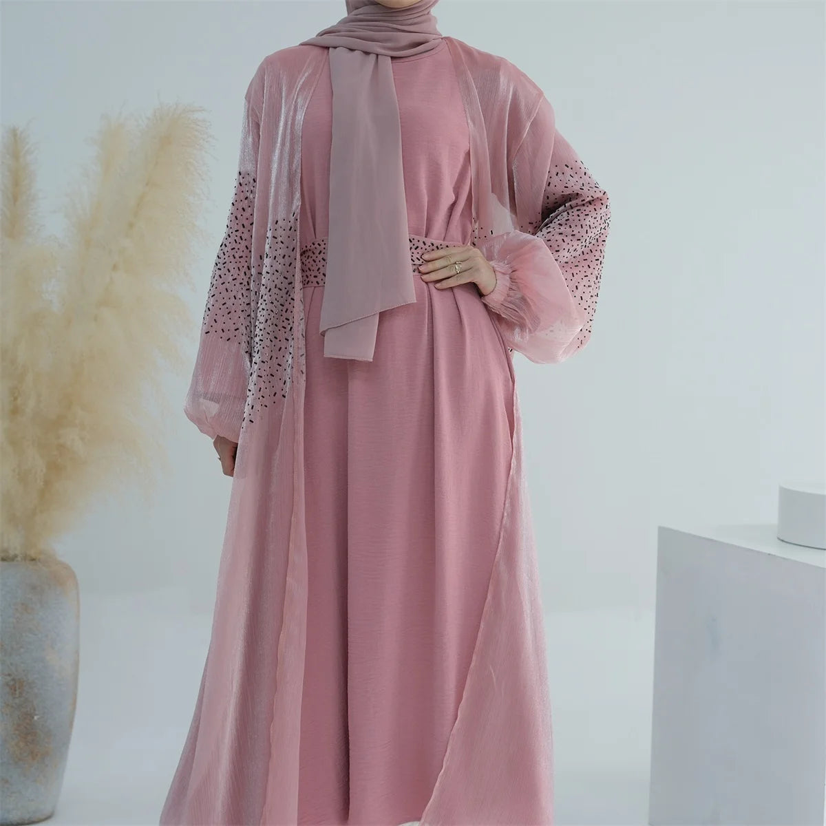 ABY030 Glimmering Elegance 3-Piece Abaya Set