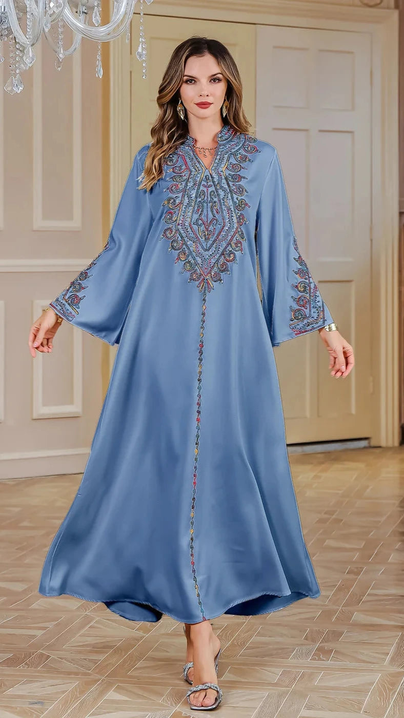 LX22 Luxury Moroccan Style Embroidered Kaftan/ Eid abaya/ Ramadan abaya