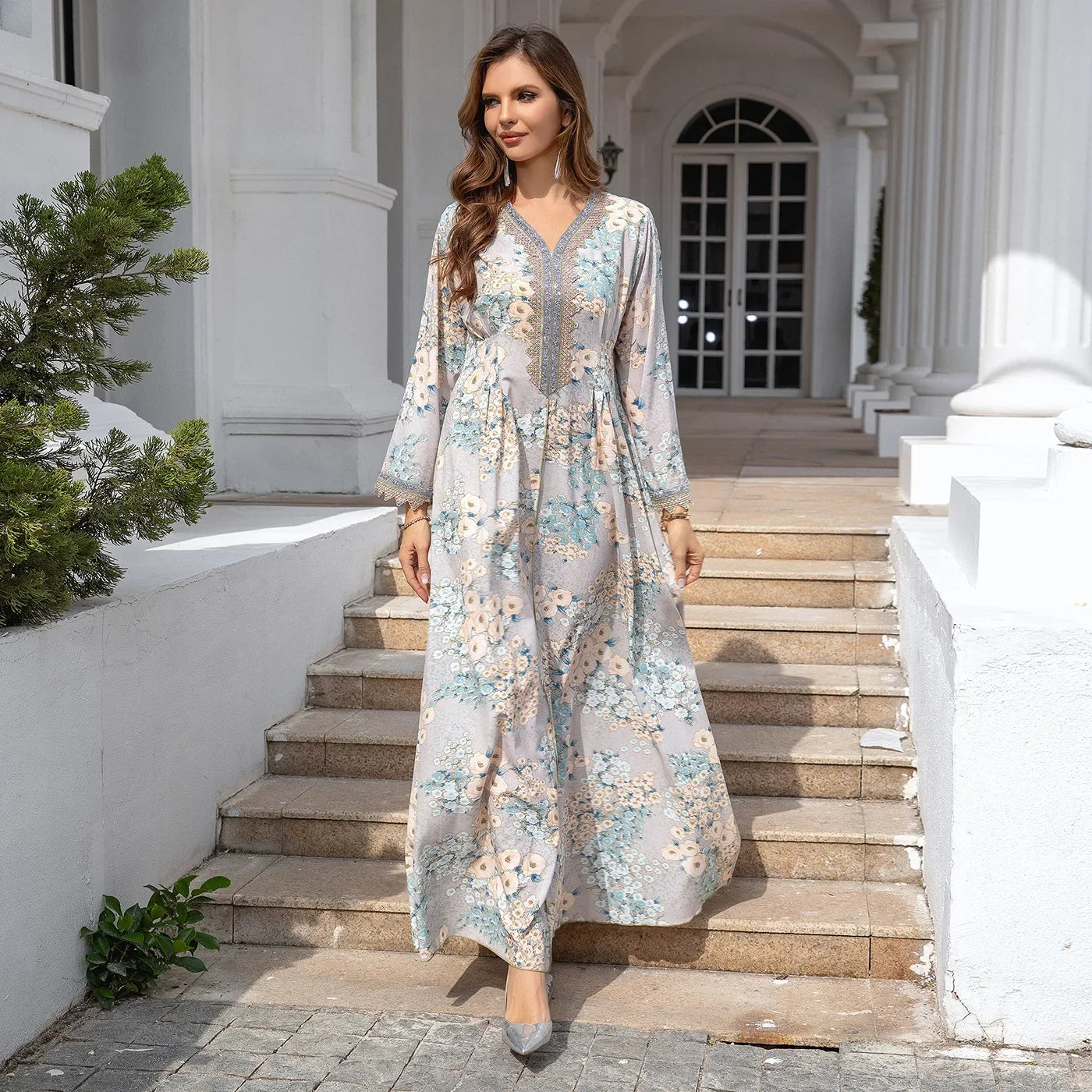 EG01 Eid abaya/ramadan abaya/ Eid dresses/ Print Floral Dream Embroidered Abaya