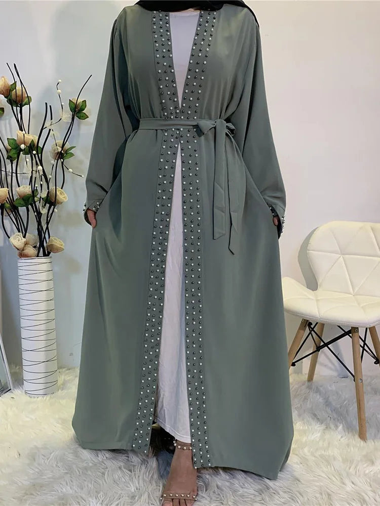 EG11 Eid abaya/ramadan abaya/ Eid dresses Pearl-Embellished Luxe Abaya