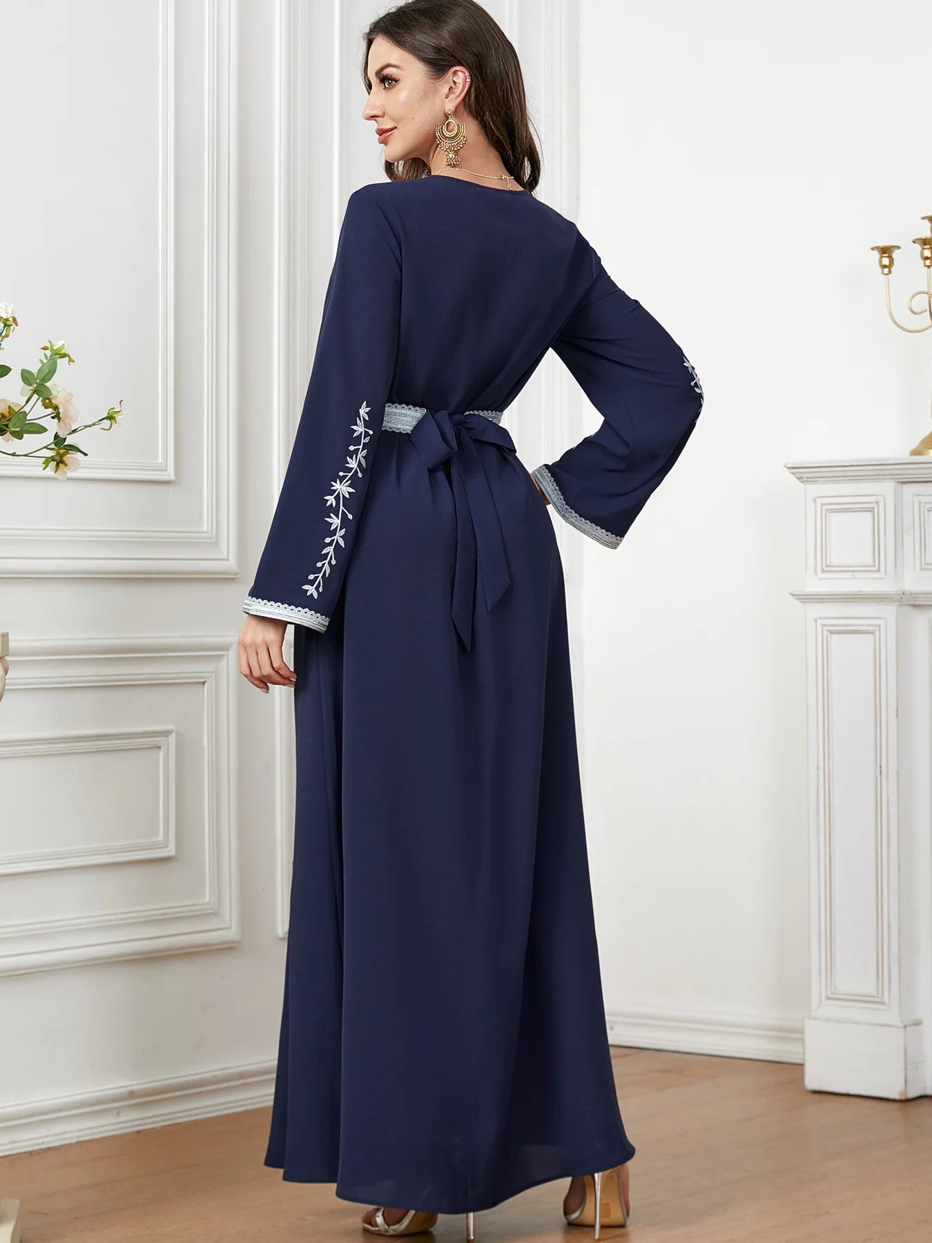 ABY16 Royal Embroidered Belted Abaya