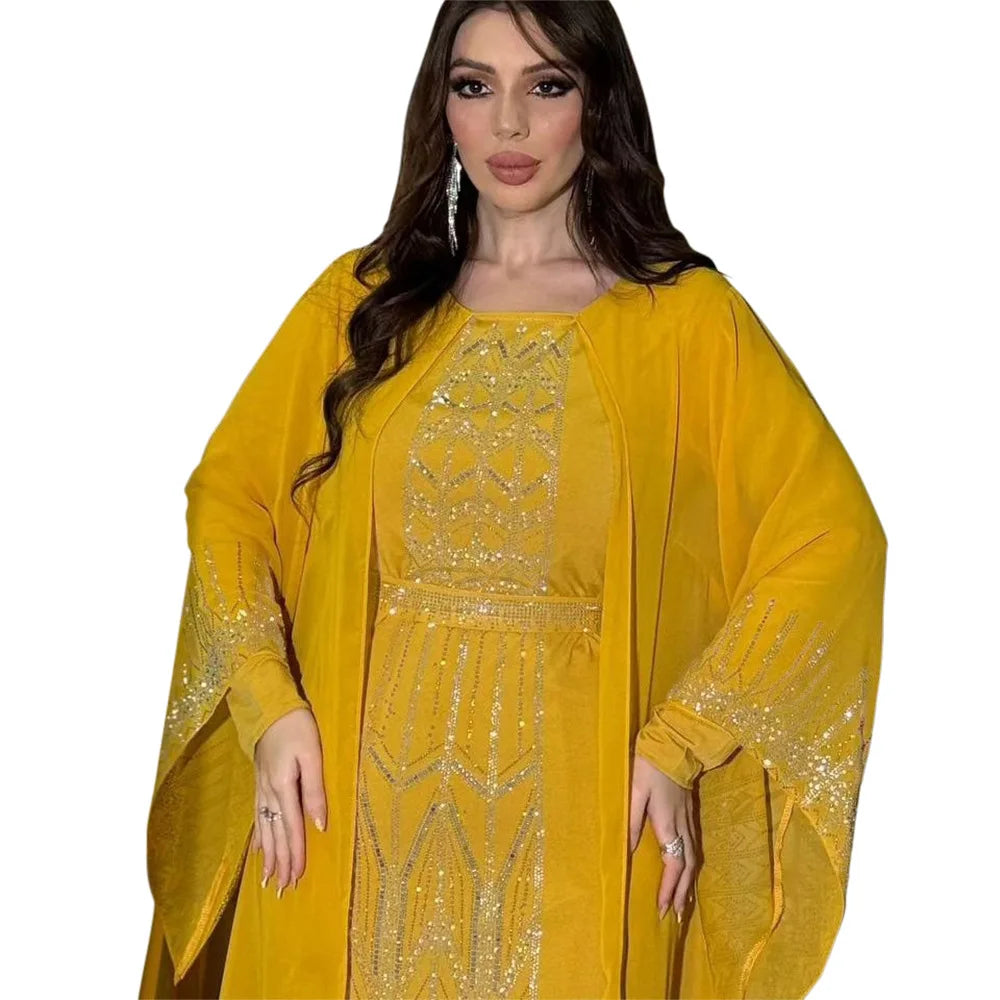 ABY003 Vibrant Embroidered Abaya Collection /Dubai Kaftan Abaya Robe Marocaine