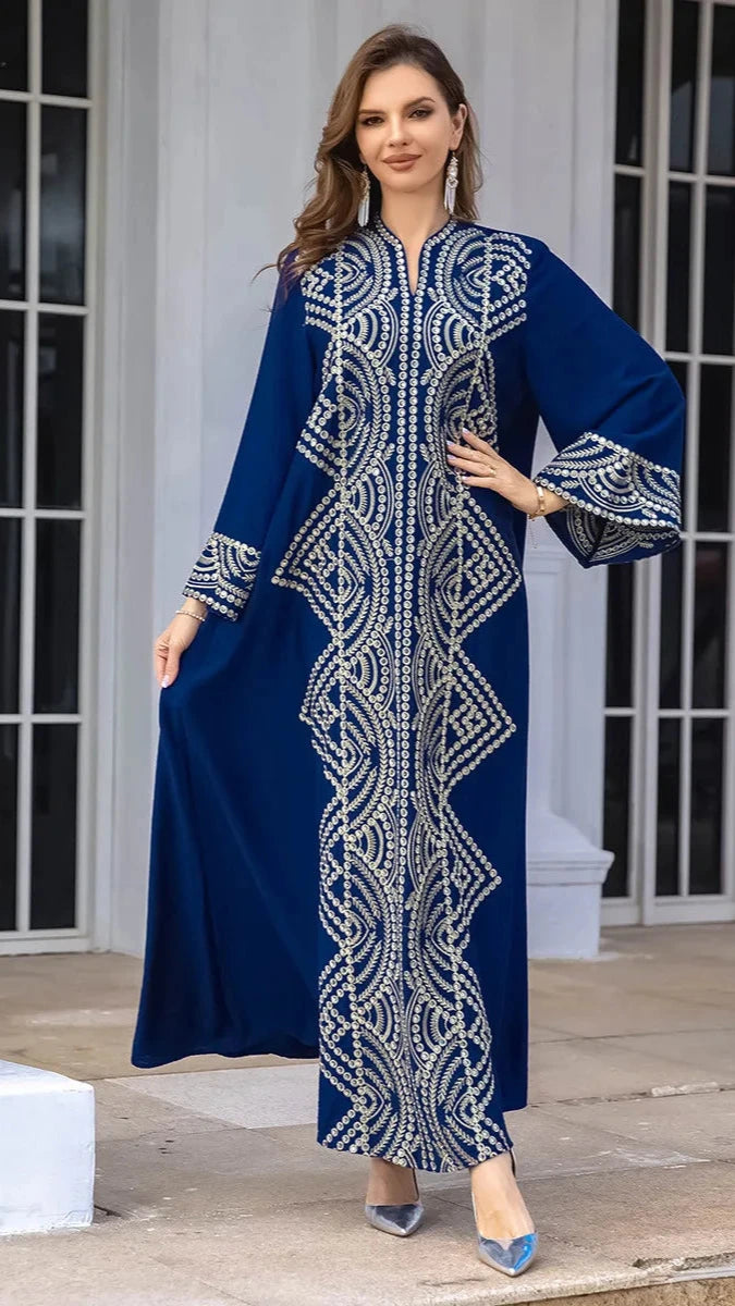 LX23 Royal Blue Moroccan Kaftan with Intricate Embroidery/ Eid abaya/ramadan abaya/ Eid dresses