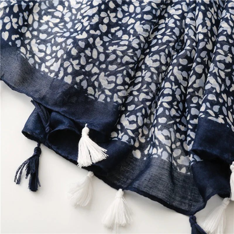 HB14 Floral Tassel Viscose Shawls