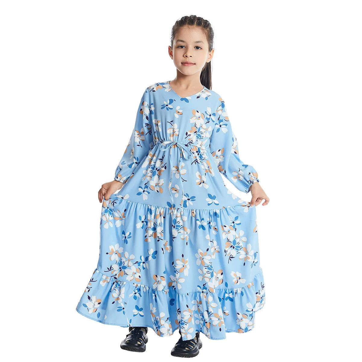 CH06 Kids Long Sleeve Floral Print Dresses