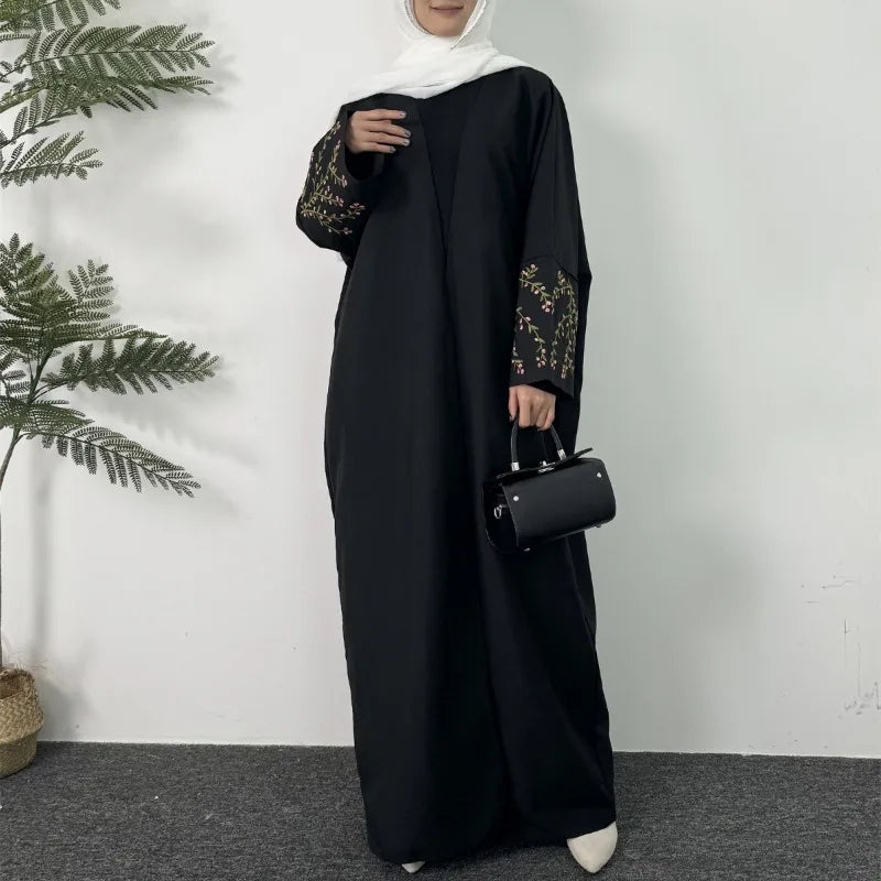 ABY005 Embroidery Open Front Abaya