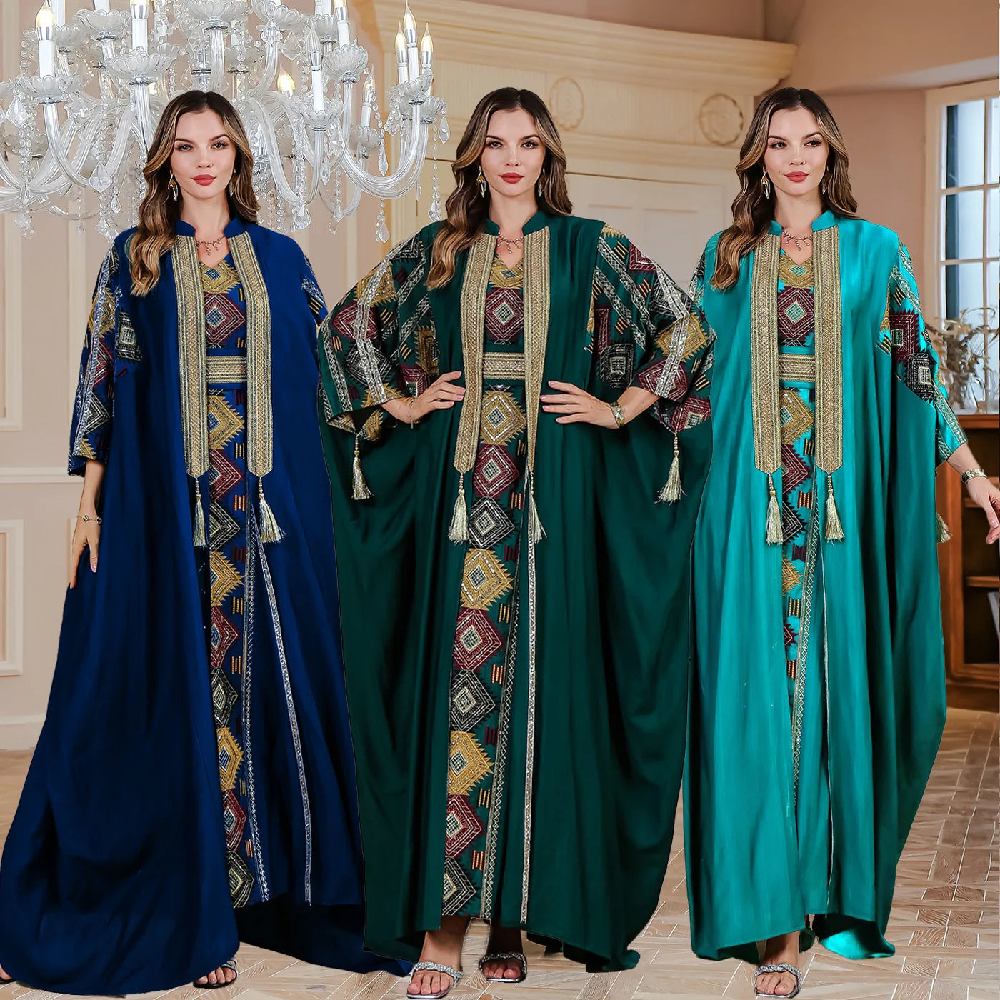 LX14 Eid abaya/ramadan abaya/ Eid dresses/ Ornate Two-Piece Abaya Ensemble