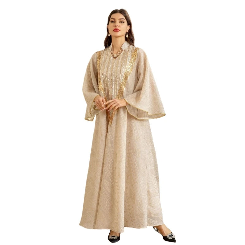 LX17 Women Muslims Dress Comfortable Full Length Dress Islamic Robe Thobe Abaya Dress