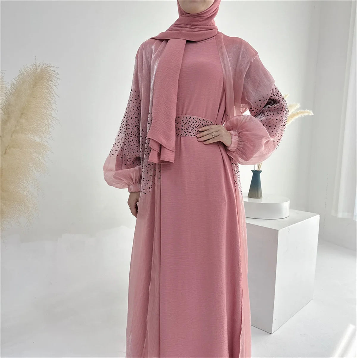 ABY030 Glimmering Elegance 3-Piece Abaya Set