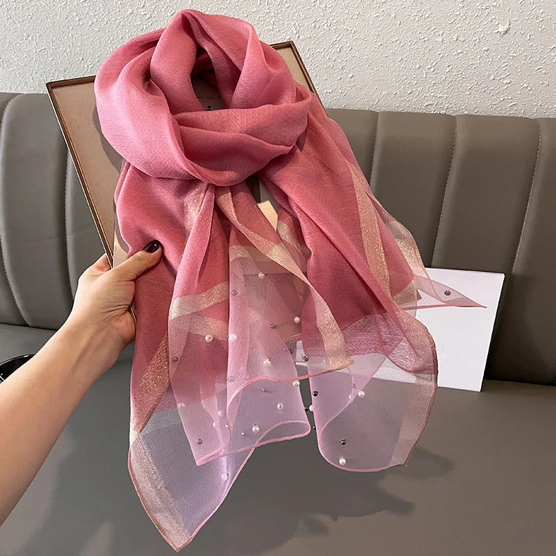 Luxury Elegant Pearl Trim Scarf Collection