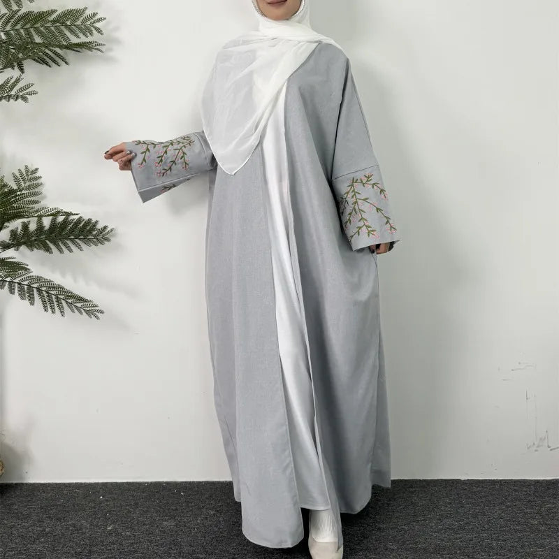 ABY005 Embroidery Open Front Abaya