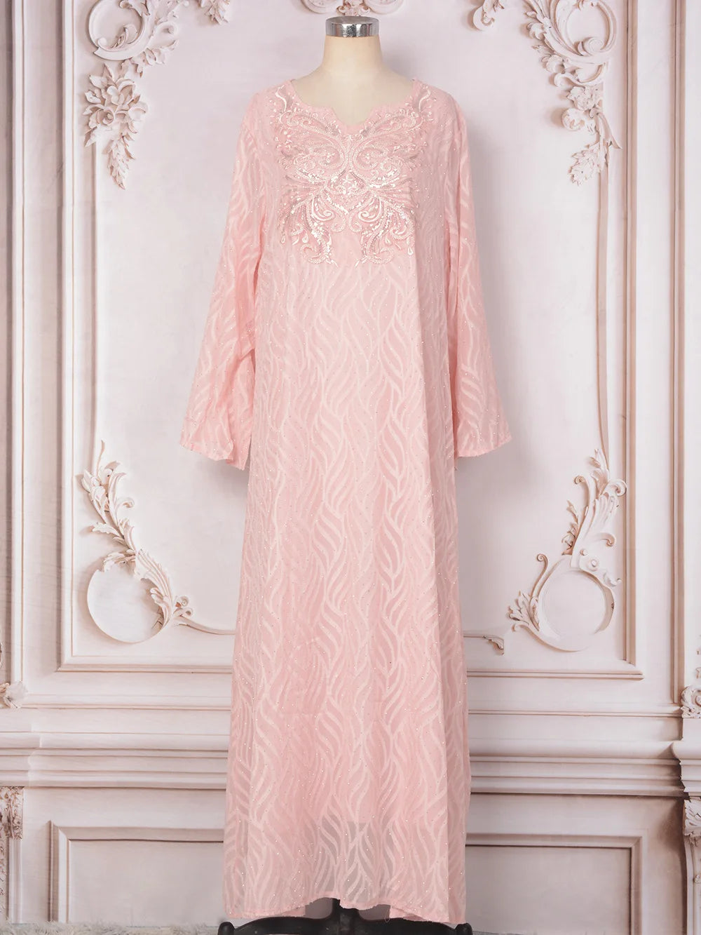 The Waved Pearl Abaya - Eid & Ramadan Modest Long Dress (K8)