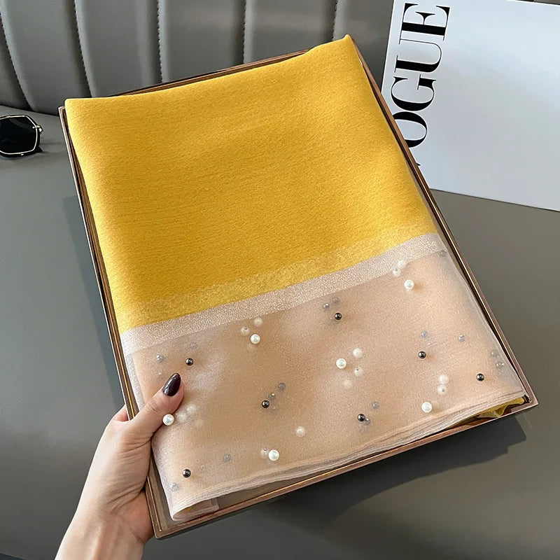 Luxury Elegant Pearl Trim Scarf Collection