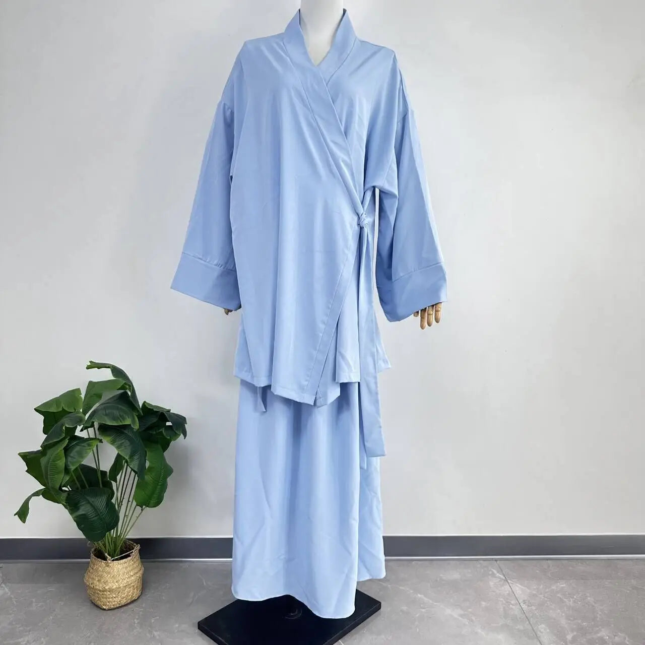 CF08 Modest Tie-Waist Kimono Abaya – Elegant Ramadan & Eid Wear for Women, Loose Fit with Wide Sleeves