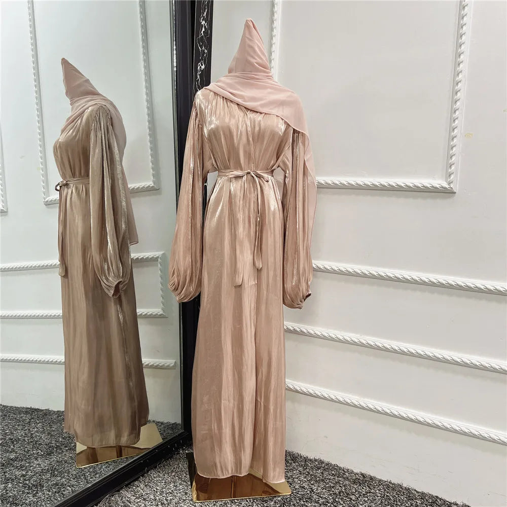 ABY021  Blush Satin Open Abaya